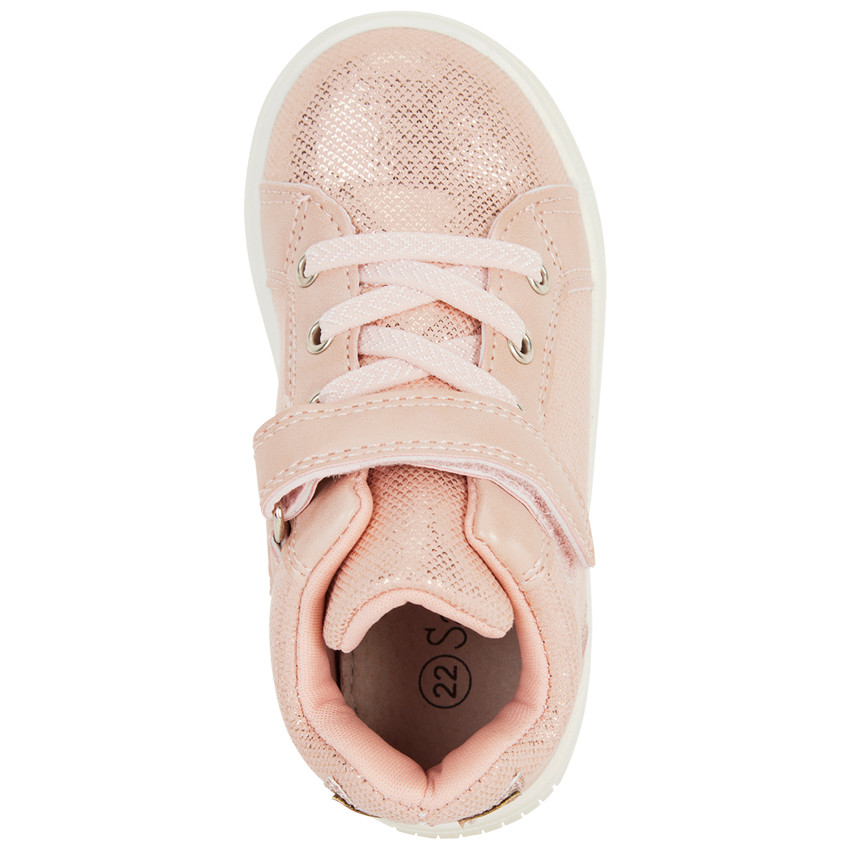 Botines iridiscentes de dos materiales para bebé niña 