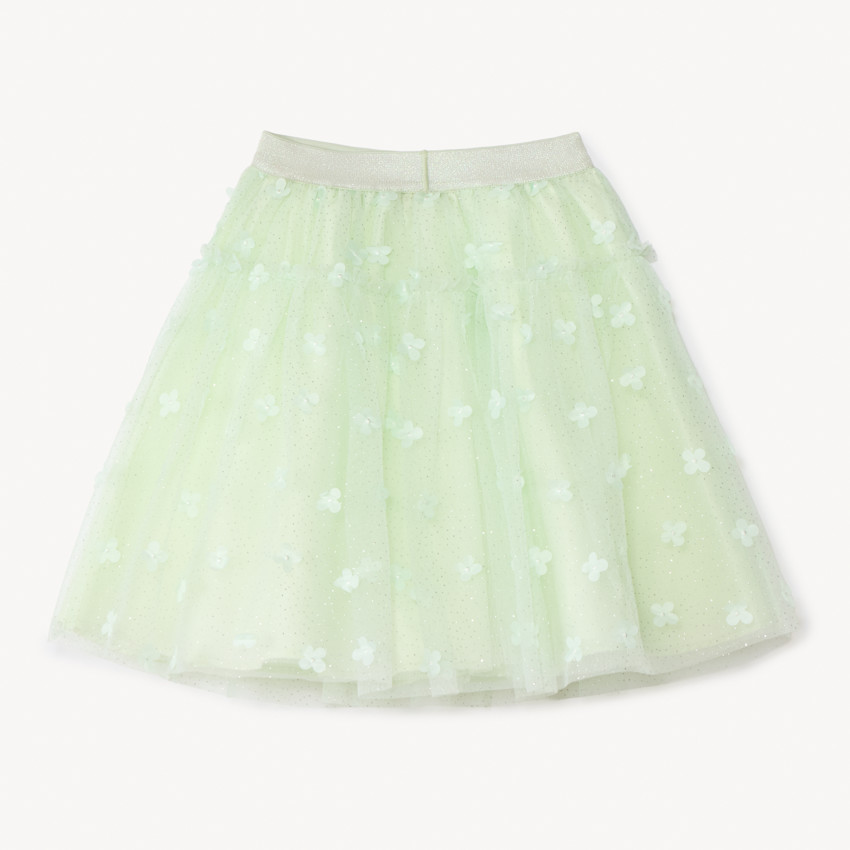 Jupe en tulle pailletée avec fleurs en relief pour fille 