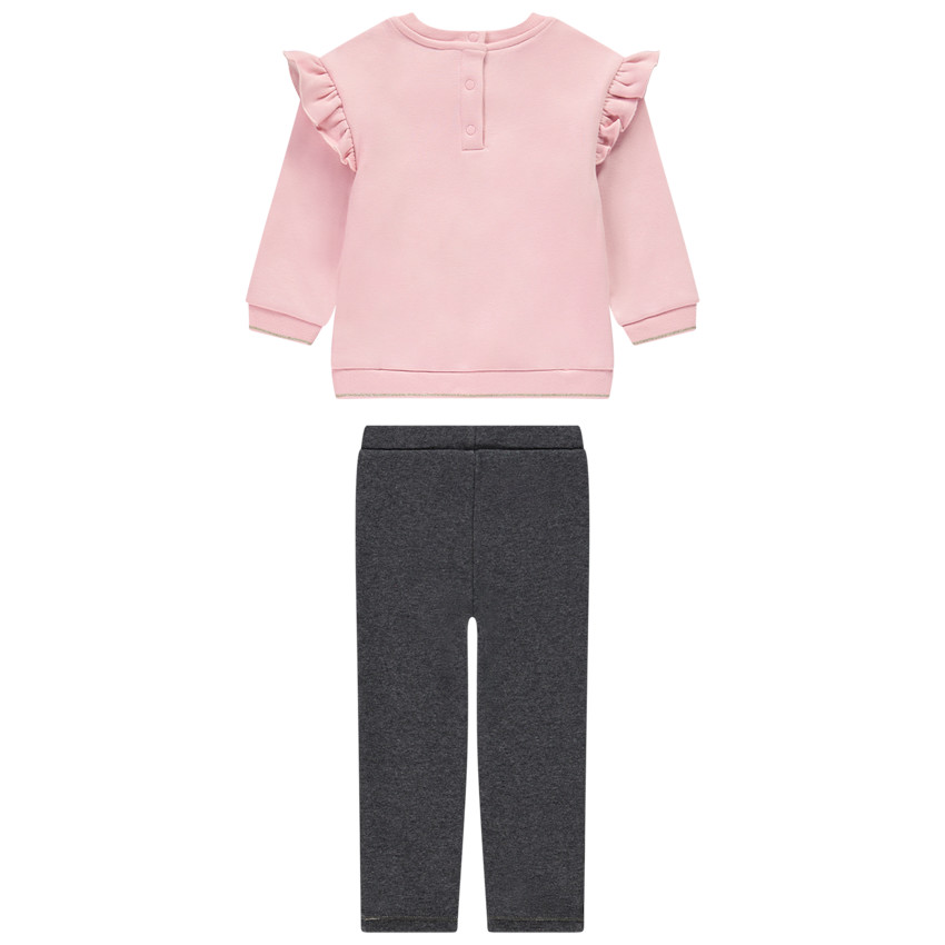 Conjunto sudadera de felpa con forro sherpa + pantalón jogging para bebé niña 