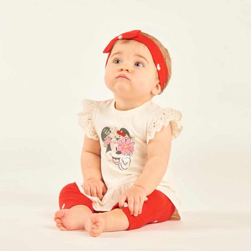 Conjunto de 3 piezas: blusa + pantalón + diadema de Minnie Disney para niña bebé. 