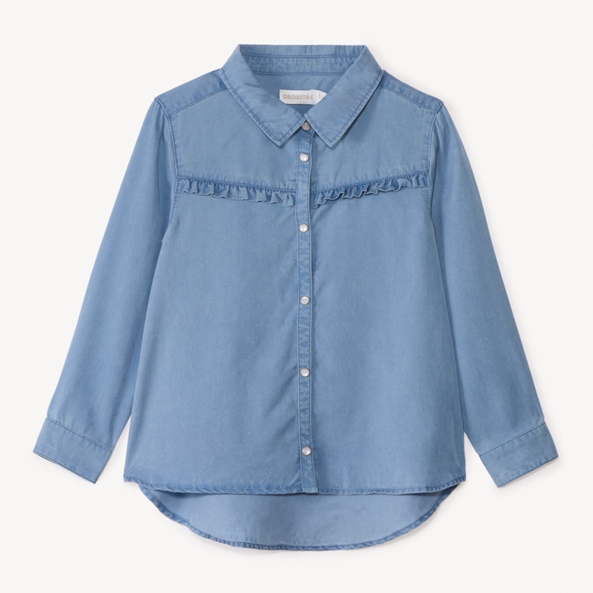 Camisa de manga larga con volantes para niña 