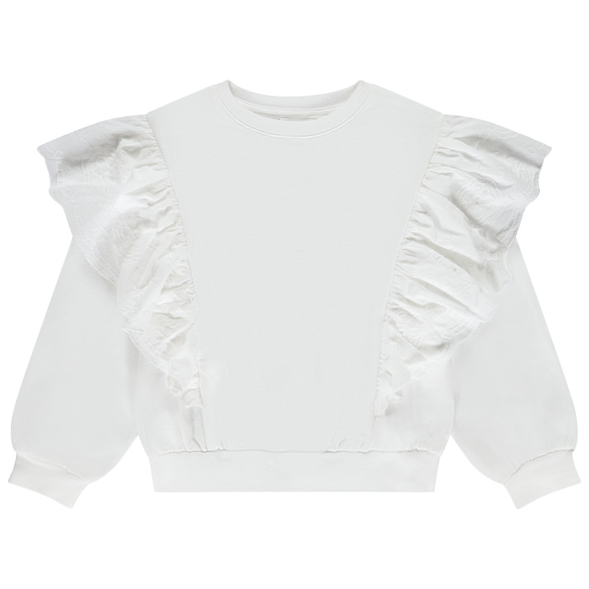 Sudadera lisa de felpa con volantes bordados para niña  Additional Sudadera lisa de felpa con volantes bordados para niña