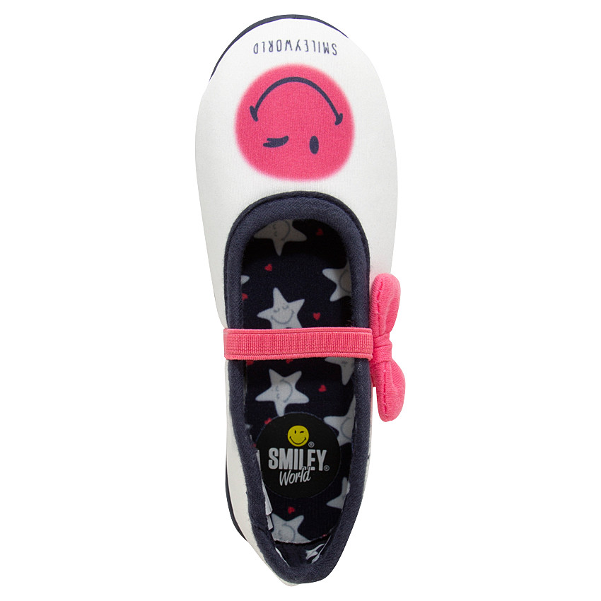 Zapatillas de punto con tira elástica y lazo rosa Smiley Main Zapatillas de punto con tira elástica y lazo rosa Smiley