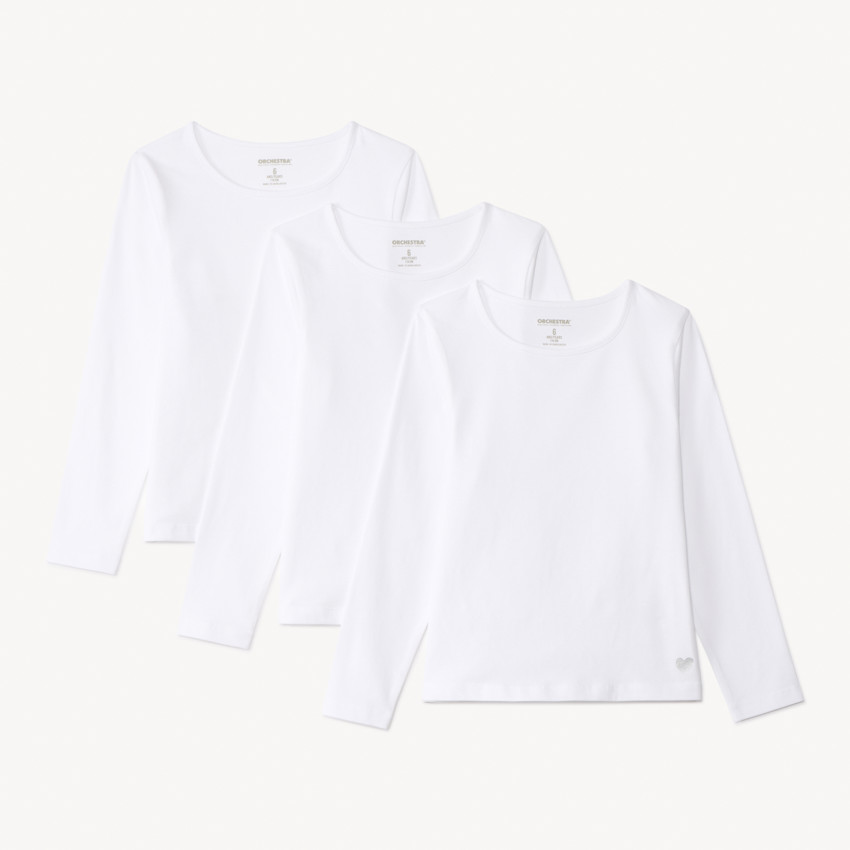Lote de 3 camisetas manga larga lisas niña 