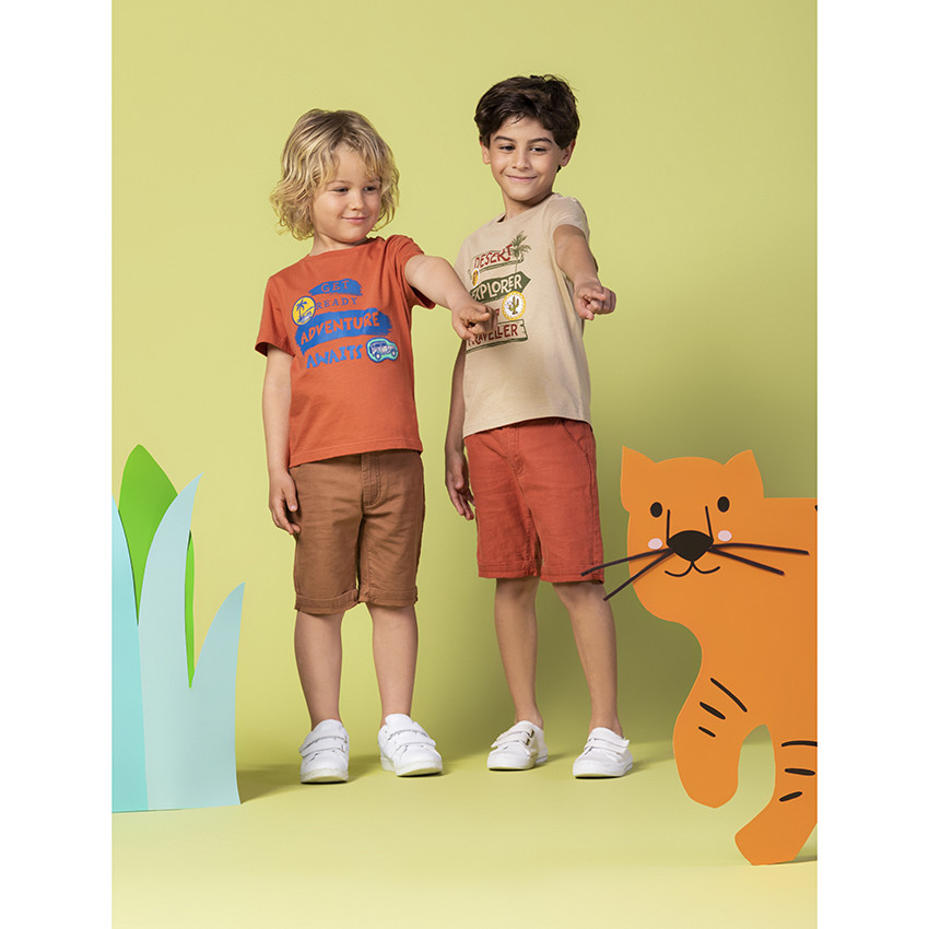 Camiseta manga corta corta estampado/ parches 