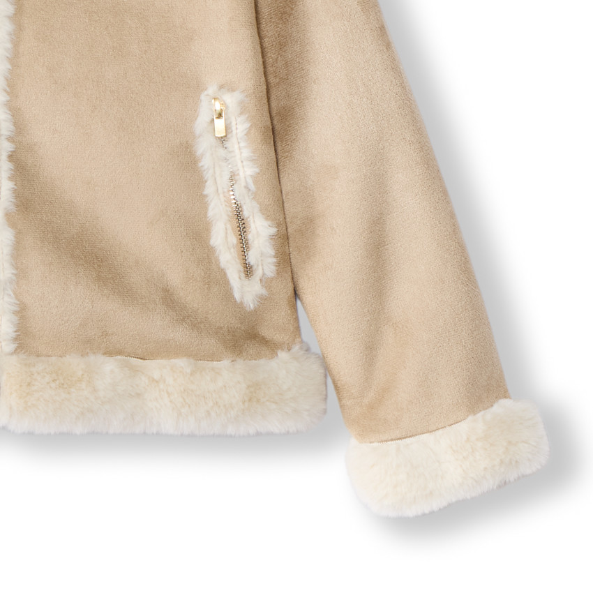 Chaqueta bicolor de ante sintético con respaldo de pelo sintético niña 