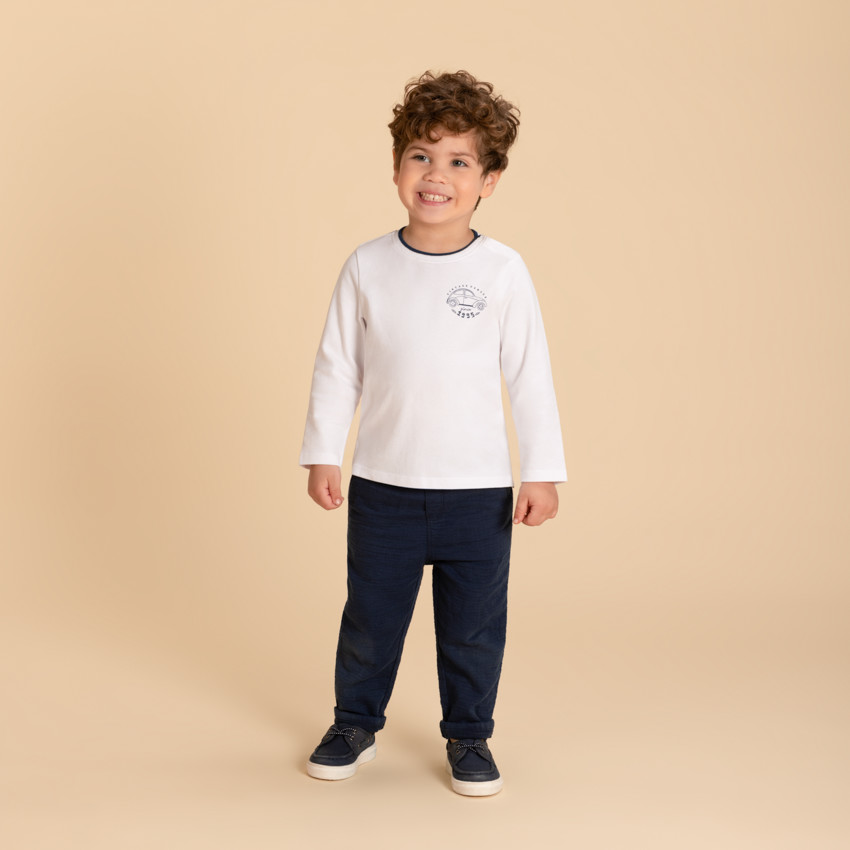 Camiseta de manga larga estampada de coche para bebé niño 