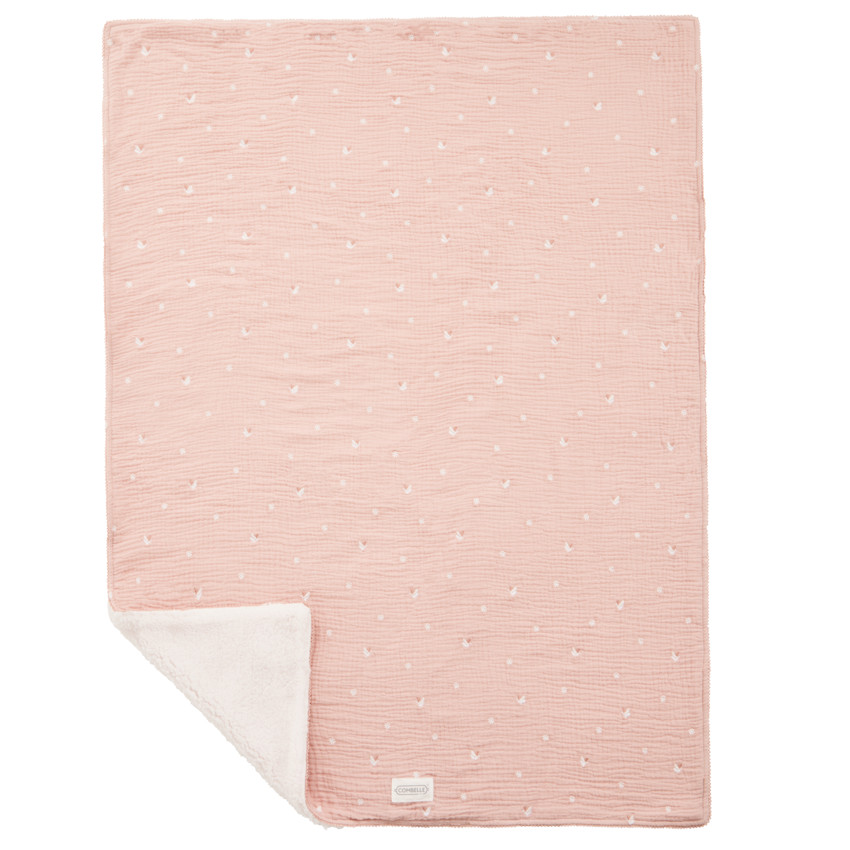 Couverture double face 70 x 100 cm Promenade Bucolique rose 