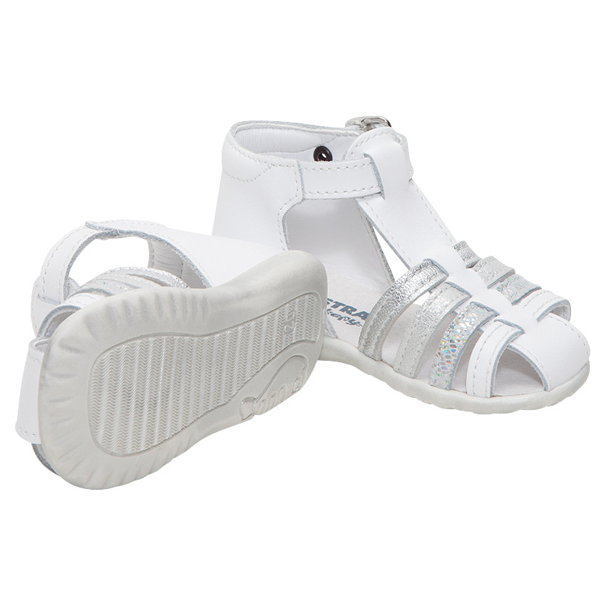 Sandalias de cuero con tiras brillantes 