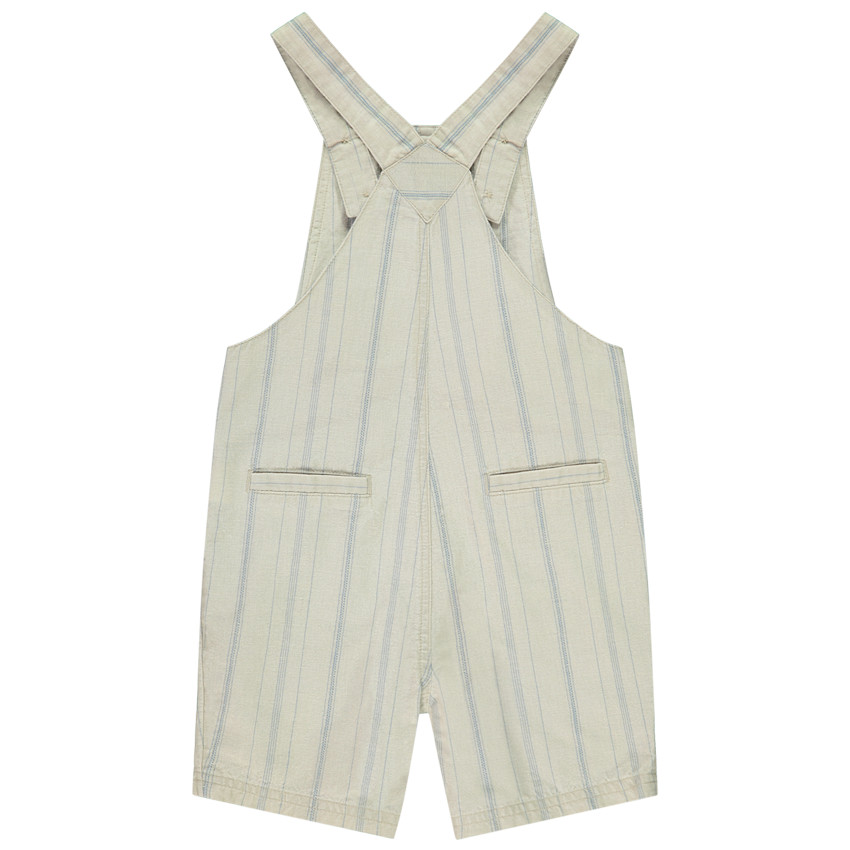 Salopette corta de tela rayada para bebé niño 