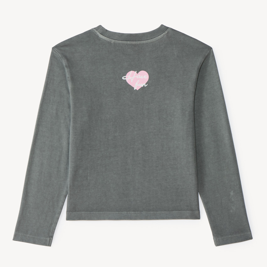 Camiseta de manga larga para niña efecto desgastado 