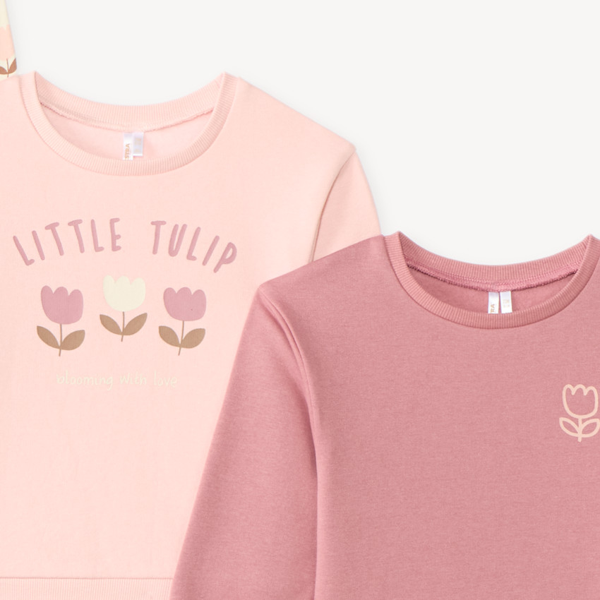Lote de 3 sudaderas oversize para bebé niña con diseño de tulipanes 