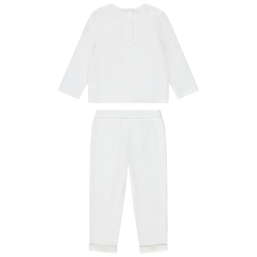 Conjunto de felpa con sudadera de flores bordadas y pantalón jogging para bebé niña 