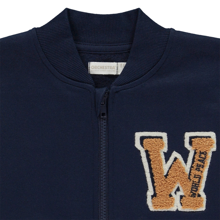 Chaleco de felpa estilo bomber con parche bordado para niño 