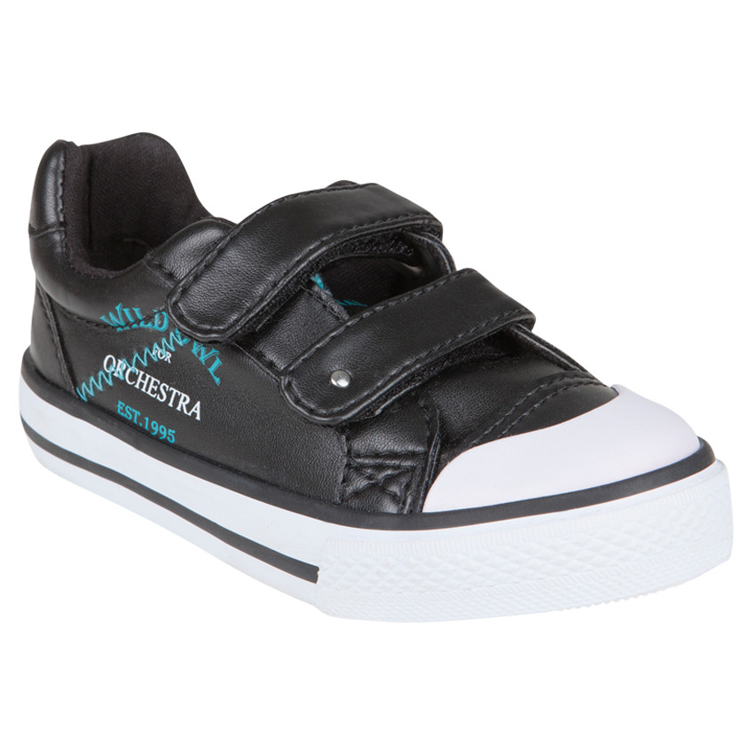 Zapatillas de deporte de caña baja con velcro de aspecto cuero 