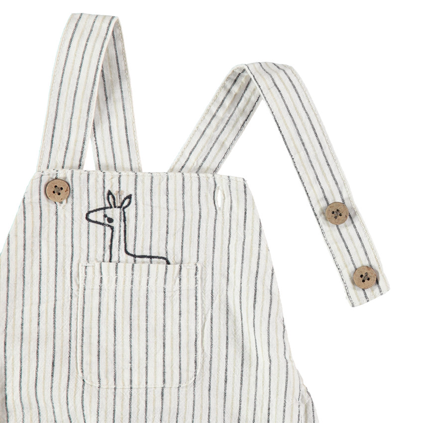 Conjunto de peto de rayas y camiseta con botones a presión 