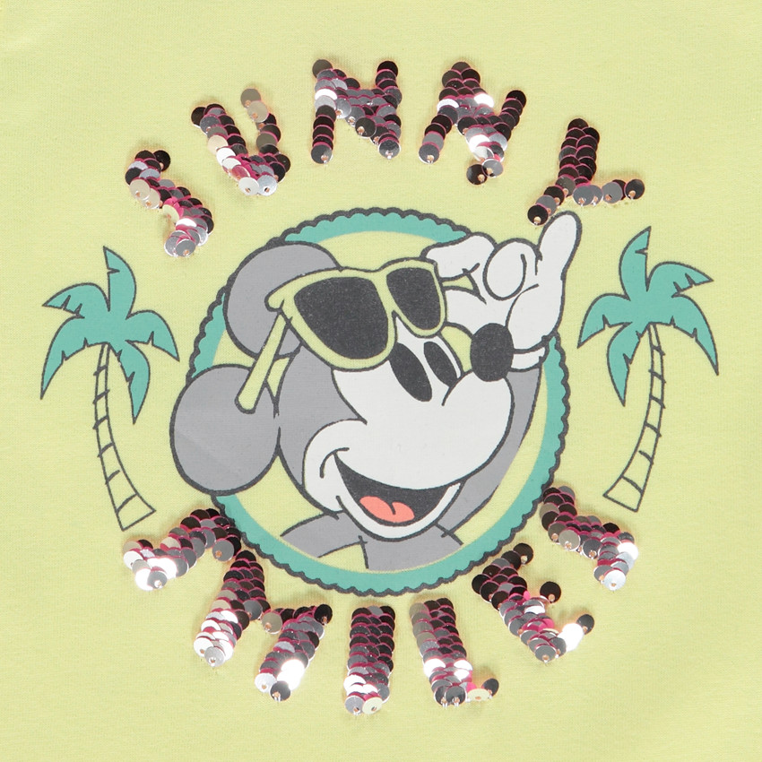 Camiseta sin mangas con estampado de Mickey Disney y lentejuelas mágicas para niña 