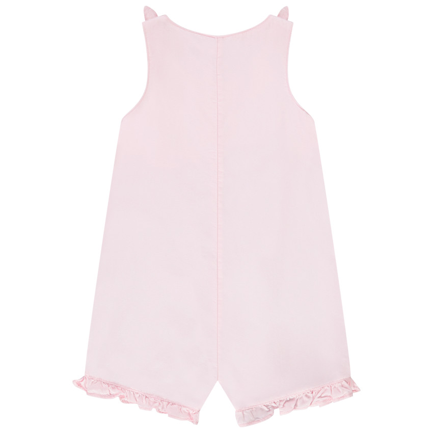 Pelele corto liso con bordado para bebé niña 