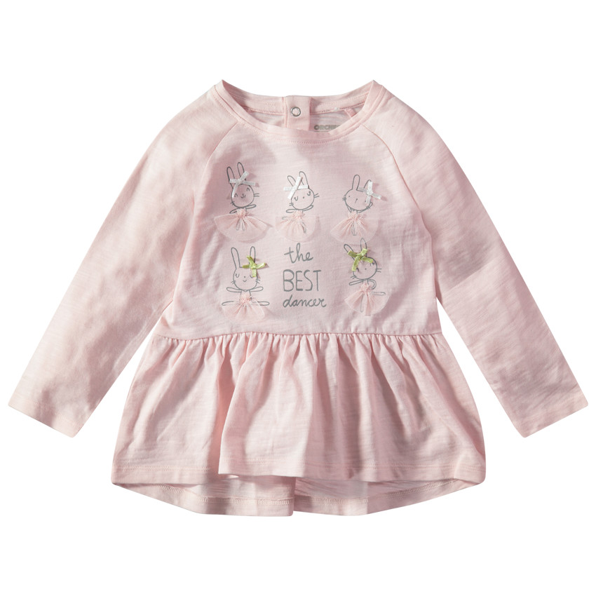 Túnica con volantes y manga larga con conejos de tutú estampados  Additional Túnica con volantes y manga larga con conejos de tutú estampados