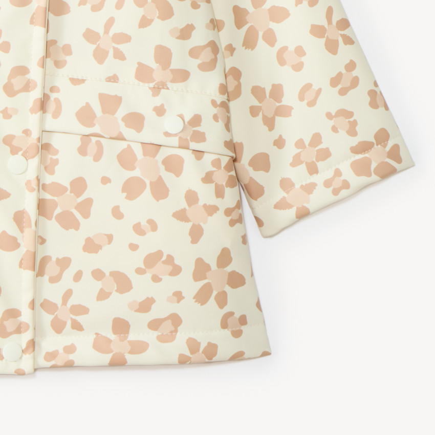 Parka impermeable para bebé niña con capucha y estampado de leopardo. 