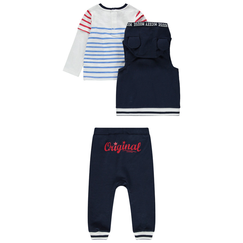Jogging de 3 piezas con camiseta de raya estampada  Mickey Disney 