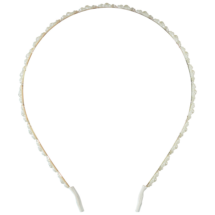 Diadema de flores con perlas nacaradas para niña 