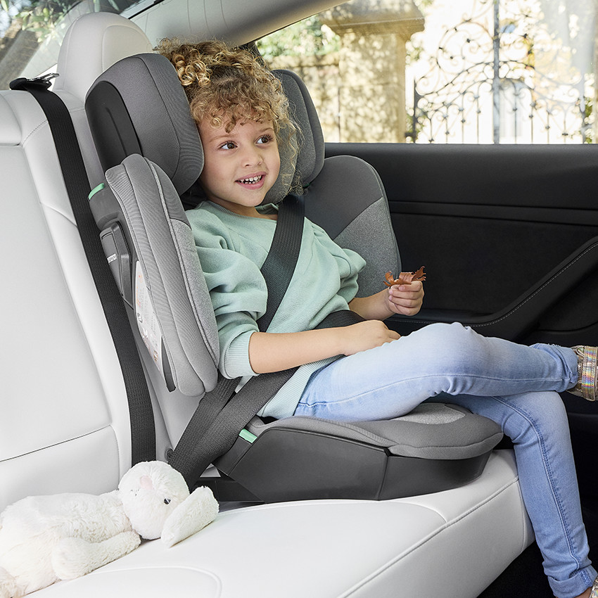 Silla de coche plegable i-Size y Isofix Rider 100-150 cm gris 