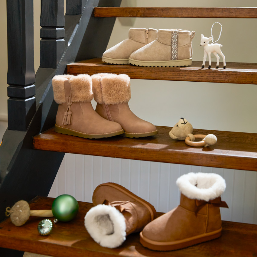 Botas forradas efecto ante con lazo para niña 