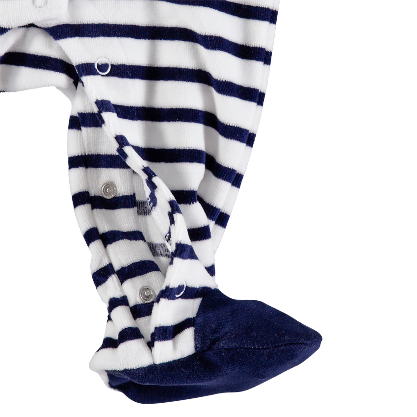 Lot de 2 dors-bien en velours rayé / à coeurs  