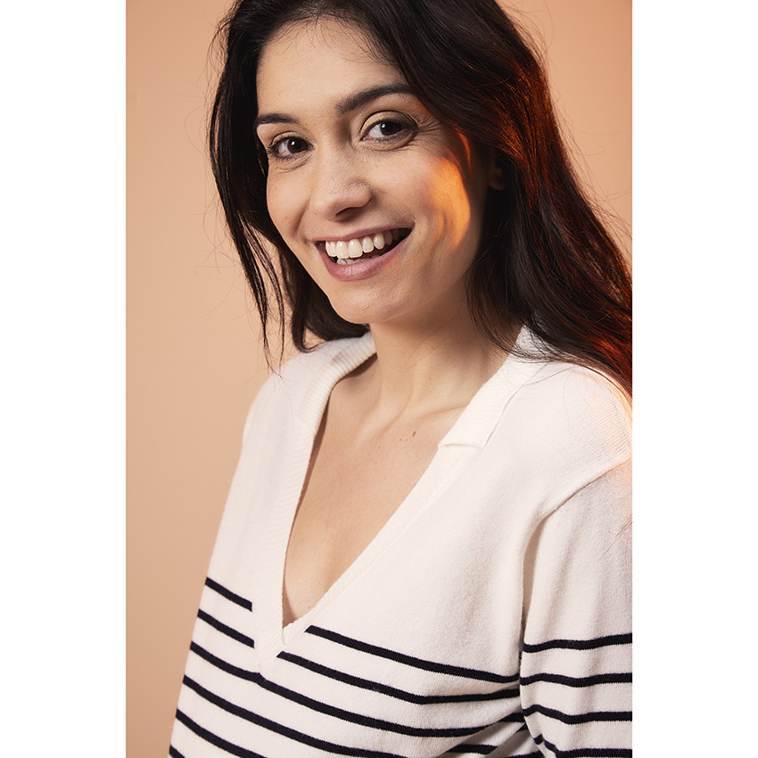 Pull de grossesse en tricot esprit marinière  