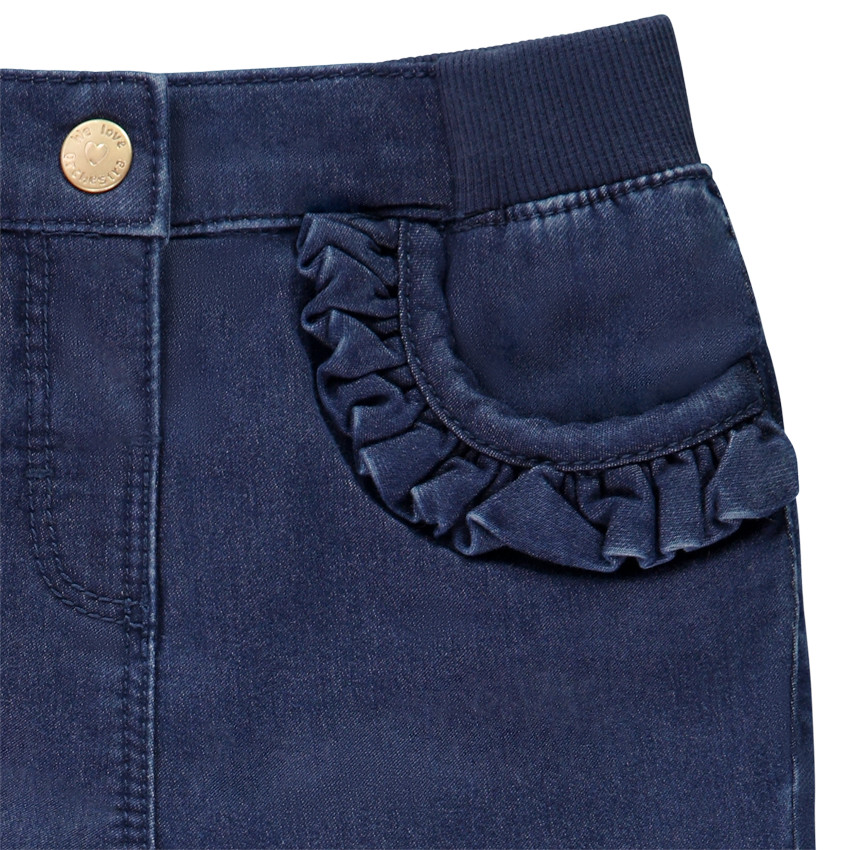 Jeans de denim con volantes en los bolsillos para bebé niña 