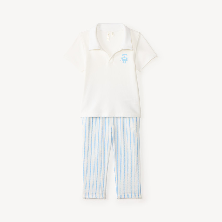 Conjunto de 2 piezas de polo y pantalón a rayas para bebé niño. 