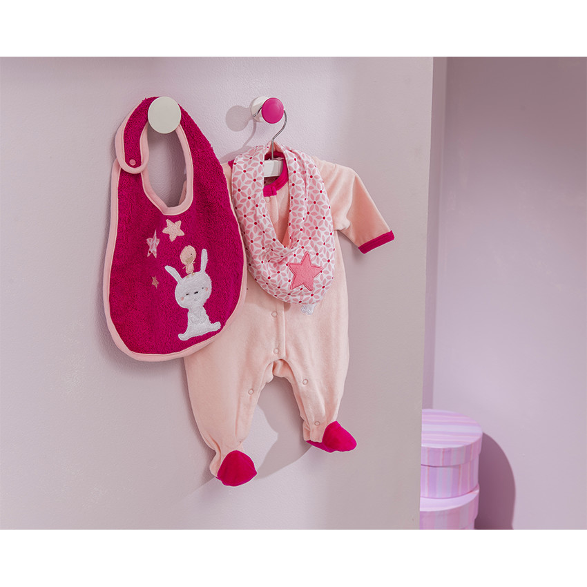 Lote de 2 baberos con fantasía de rizo de algodón con bordado 