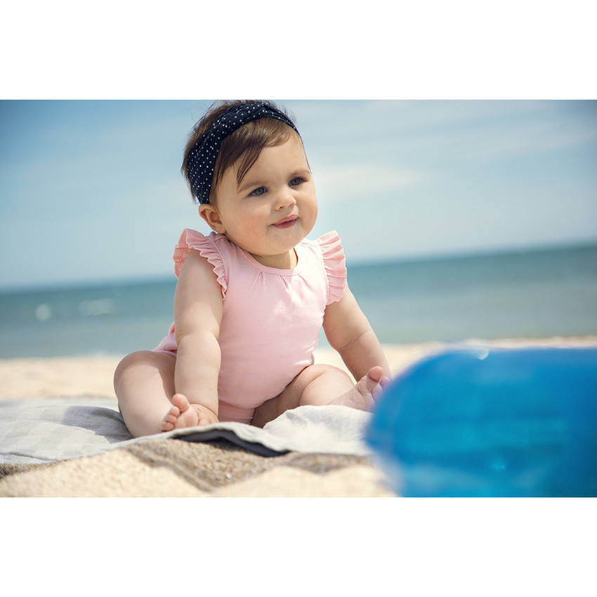 Pelele corto de algodón con mangas volantes para bebé niña 