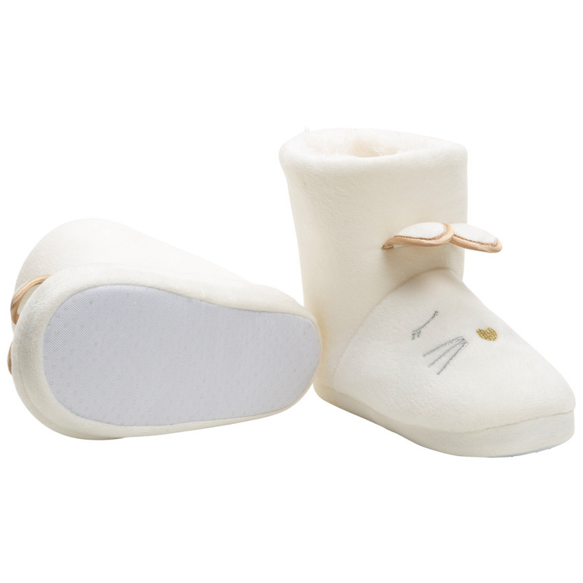 Patucos de terciopelo con forma de bota y estampado de conejo 