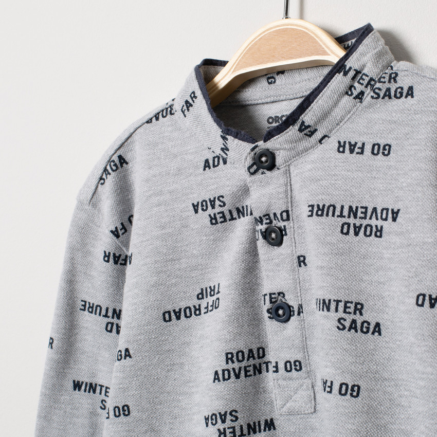 Polo manches longues col mao 