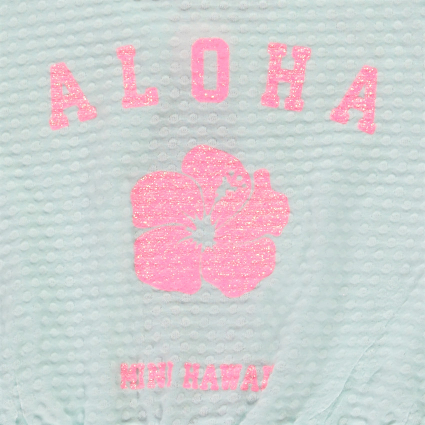 Combishort efecto arrugado con hibisco brillante para bebé niña 