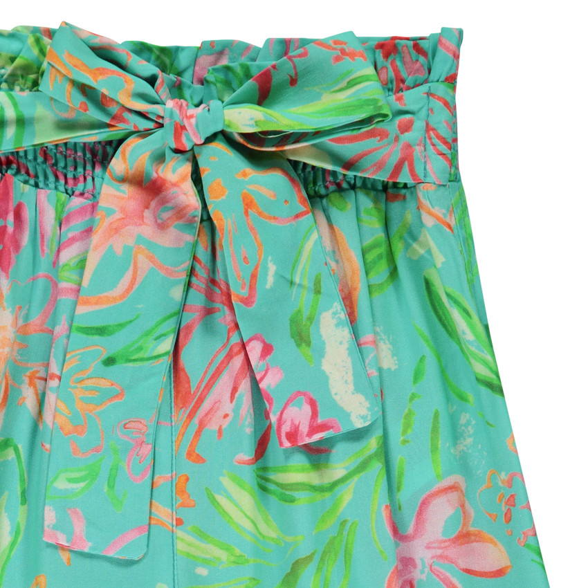 Pantalón fluido estampado tropical para niña 