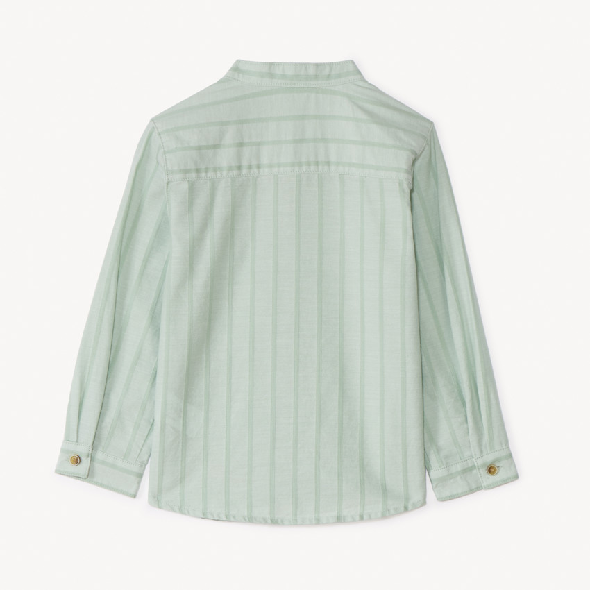 Camisa de rayas de manga larga con cuello mao para bebé niño 