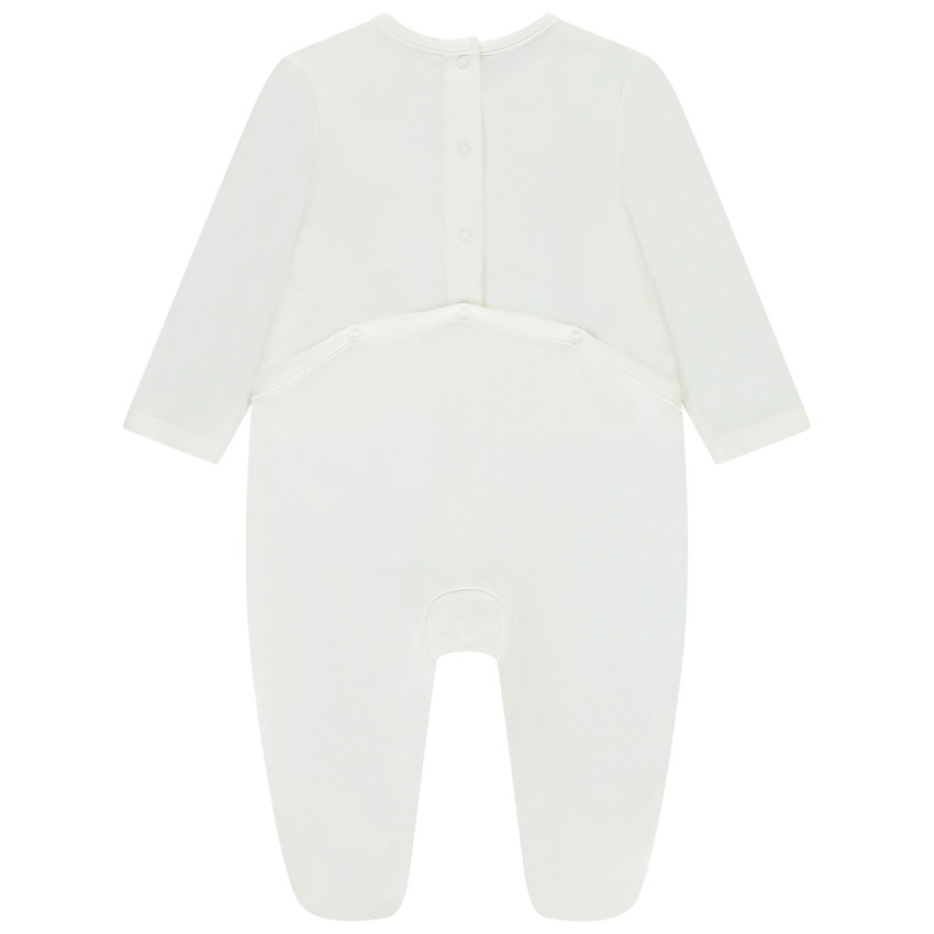 Pelele uni con bordado fantasía para niña 