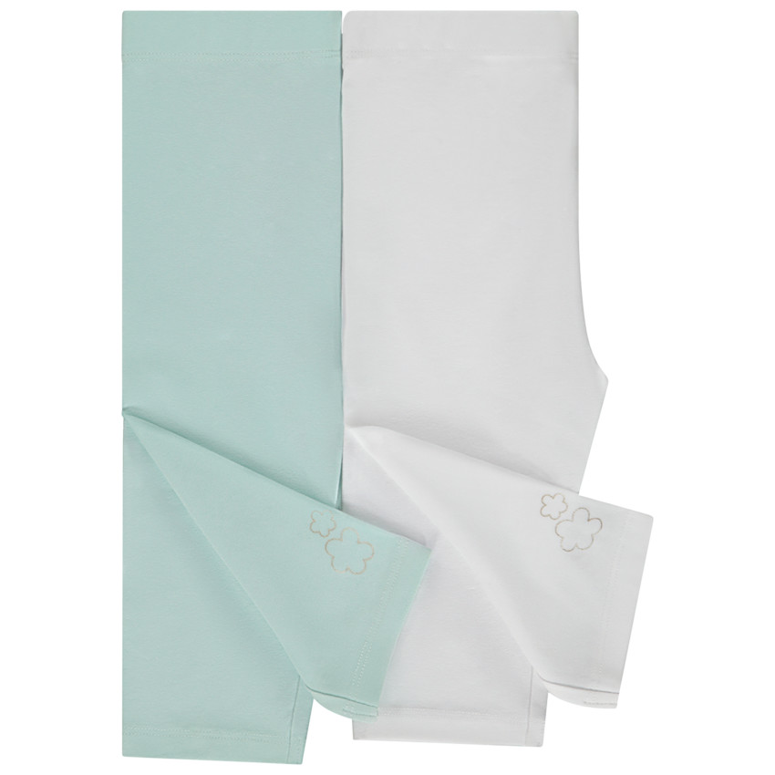 Lote de 2 calzoncillos largos lisos con estampado dorado para bebé niña 