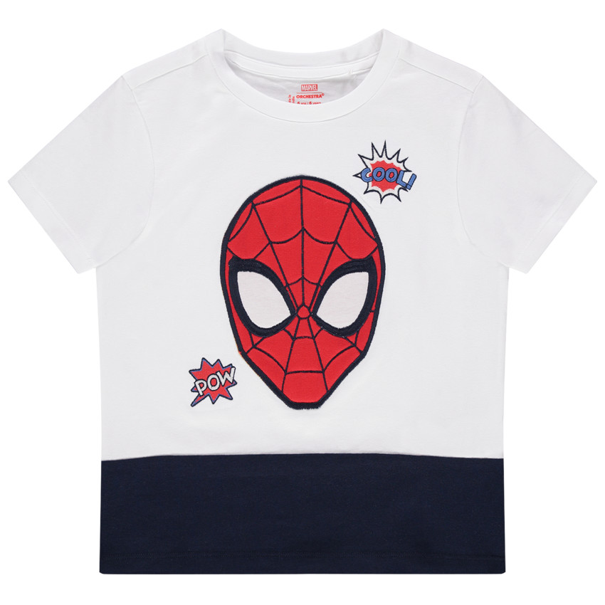 Camiseta de manga corta bicolor con bordados de Spiderman  Additional Camiseta de manga corta bicolor con bordados de Spiderman