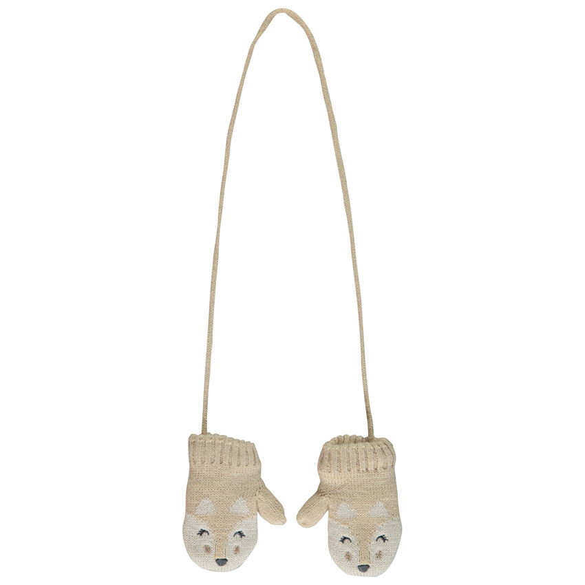 Manoplas unidas con motivo animal para bebé niña 