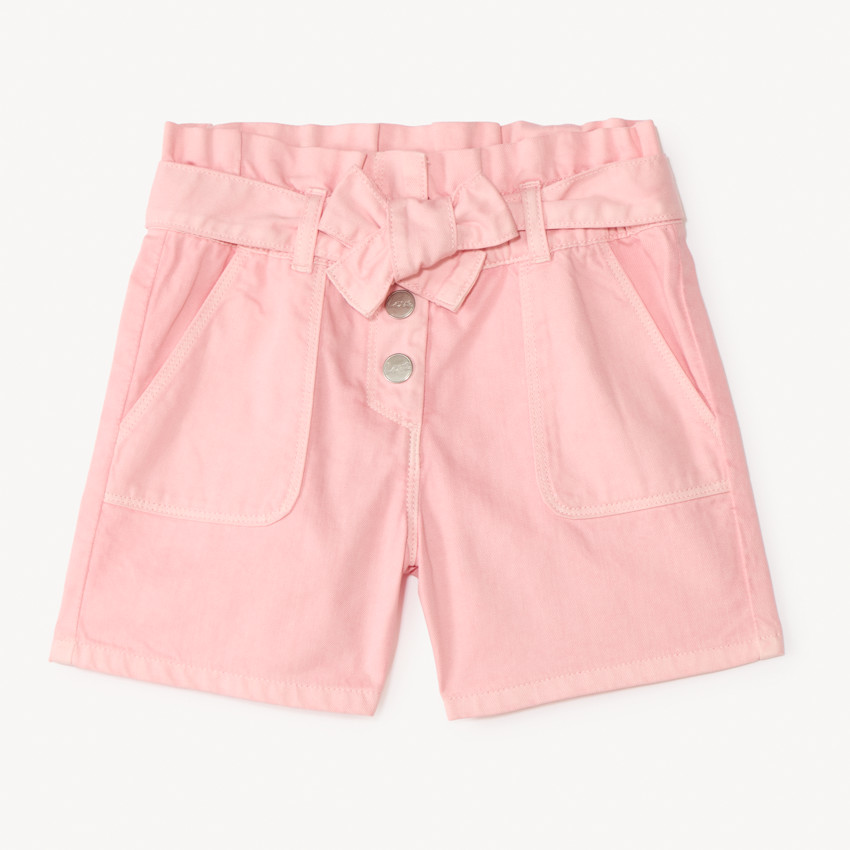 Pantalones cortos tipo paperbag de mezclilla para niña 