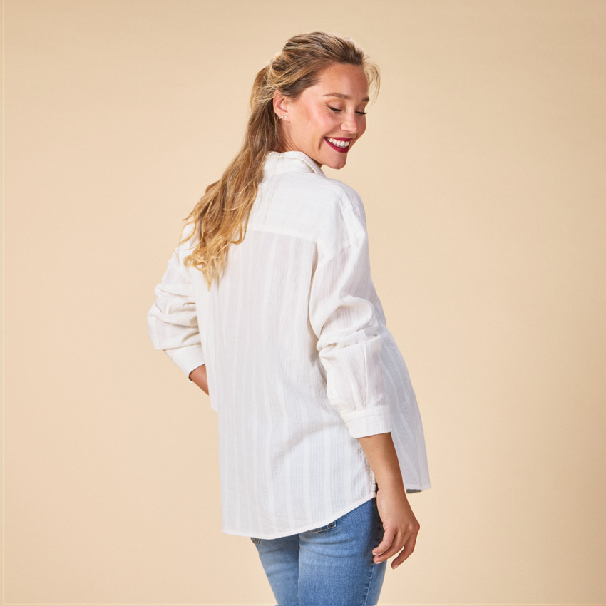 Camisa de manga larga lisa para mujer  Additional Camisa de manga larga lisa para mujer