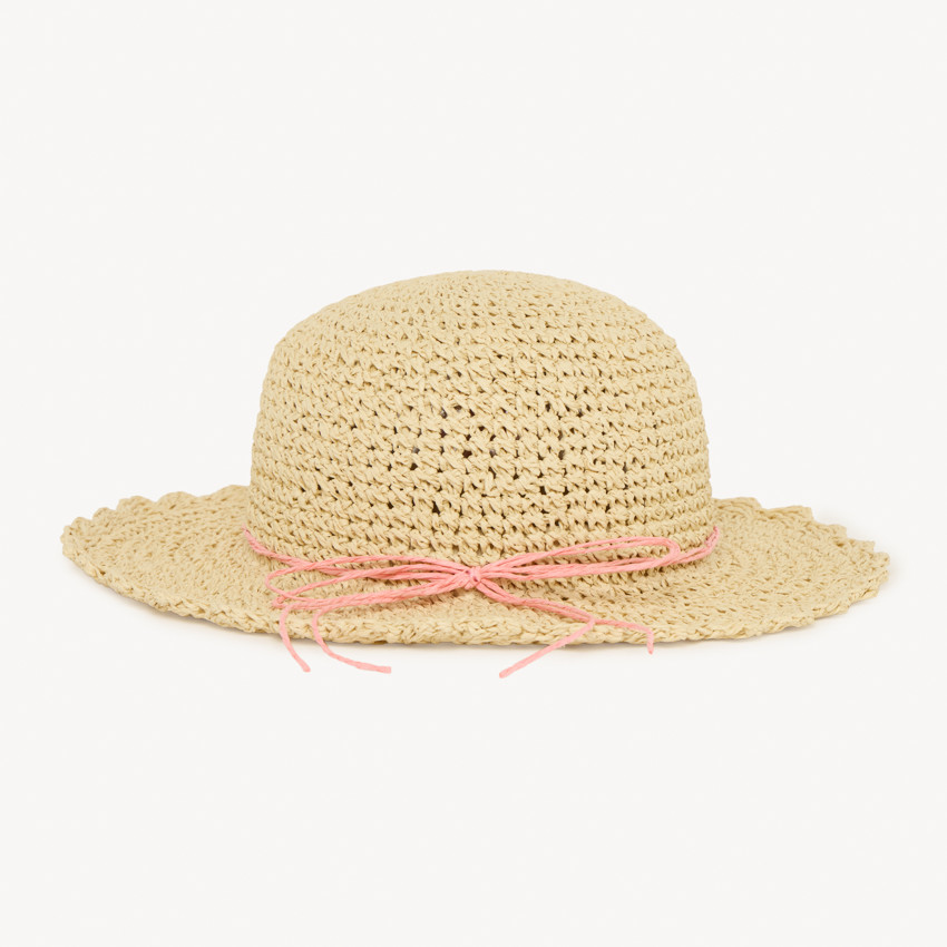 Sombrero de paja con flores bordadas para niña 