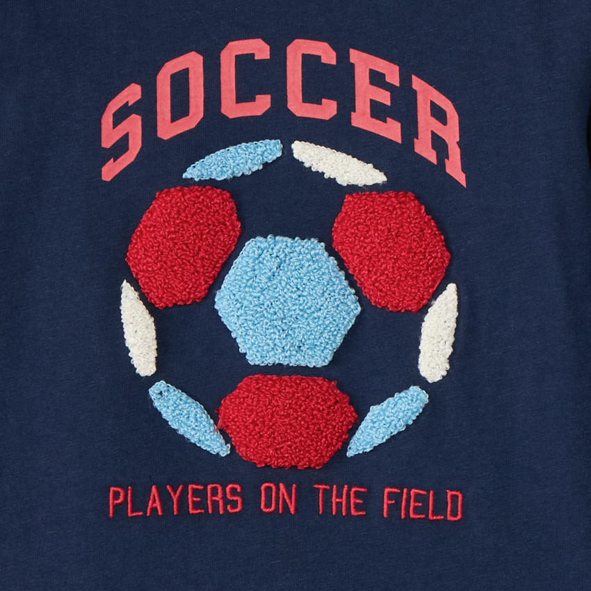 Camiseta de manga larga lisa con motivo bordado efecto rizo para niño 