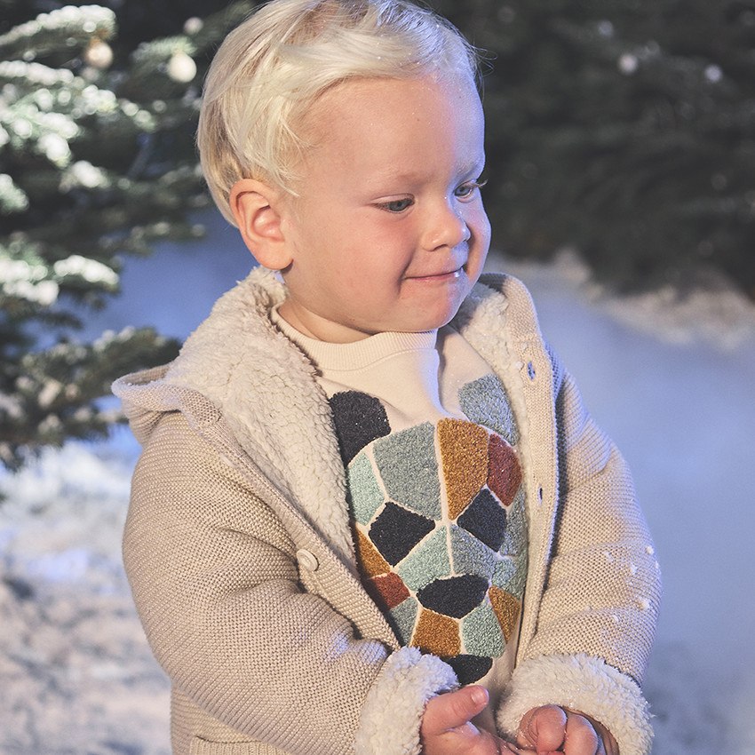 Chaleco de punto con capucha divertida y forro para bebé niño 