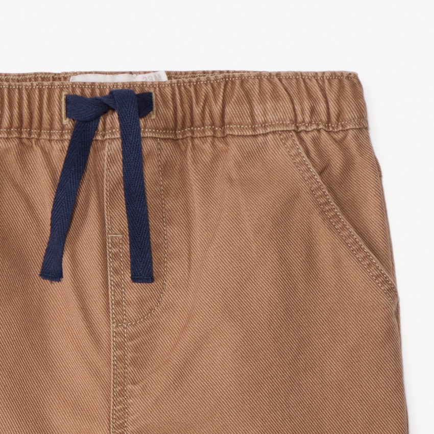 Pantalon uni en toile avec poche ludique pour bébé garçon 