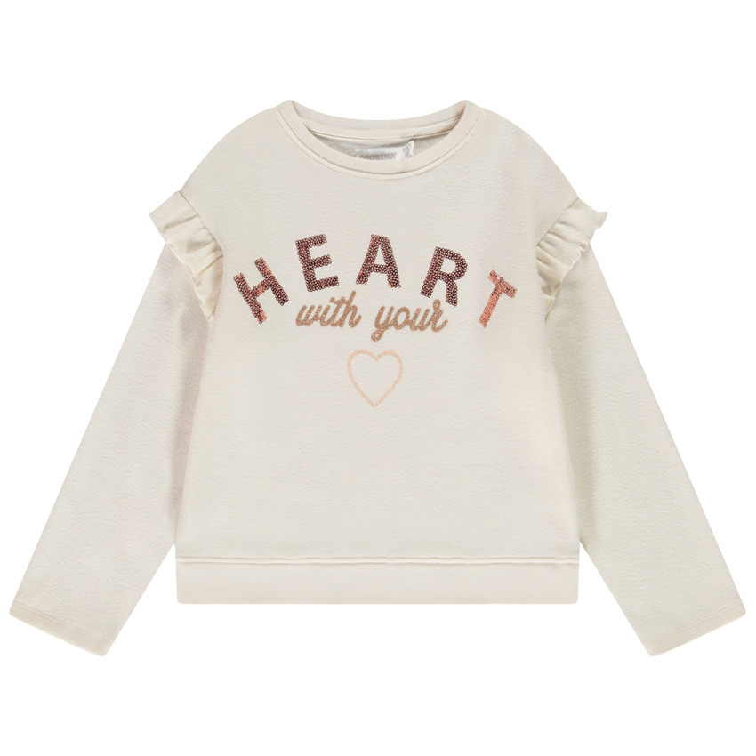 Sudadera de punto cortada y cosida con detalles de lentejuelas para niña 